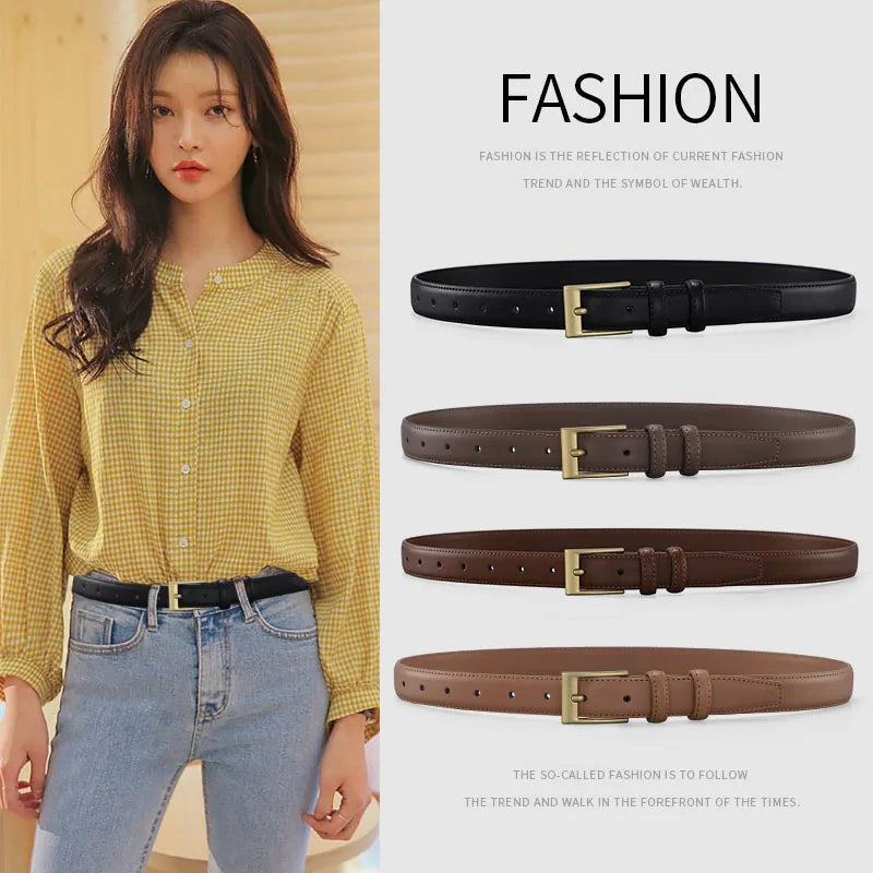 Women's Leather Belt Luxury Brand Designer Belt Simple Fashion with Jeans and Trousers Decorated Belt High-quality Alloy Buckle