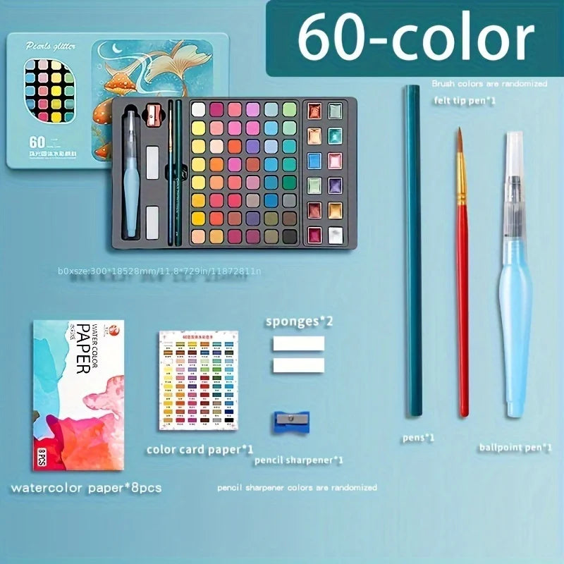 Color Pure Color Watercolor Painting Set Portable Painting Beginner Painting,Art Supplies,School Supplies