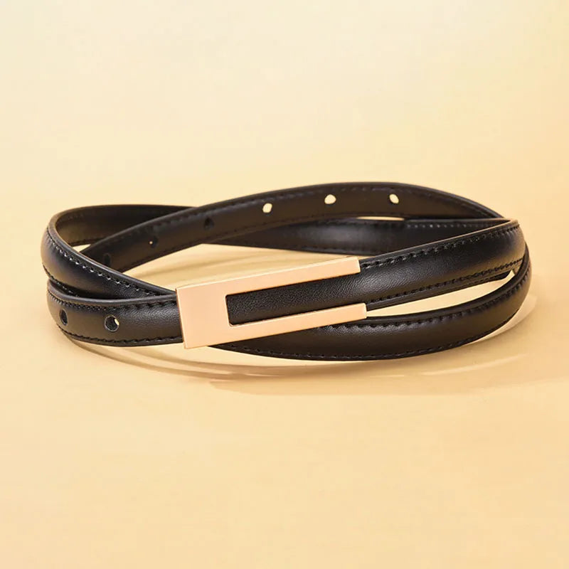 Luxury Brand Leather Belt for Women Designer Alloy Buckle Waist Strap Female Jeans Trouser Dress Waistband