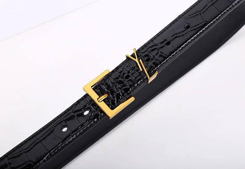 Everyday Slim Fit Versatile Women's Belt Genuine Leather Metal Letter Buckle Jeans Casual Decoration Designer Women's Belt