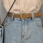 Cowhide Belt with Gold Buckle