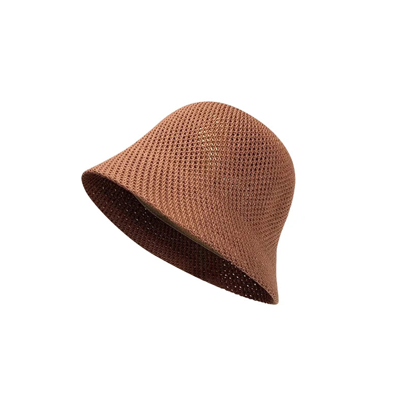 Women Bucket Hat Summer Hollow Out Thin Breathable Sun Hat Female Beach Panama Cap Fold Outdoor Japanese Lesure Fishierman Cap