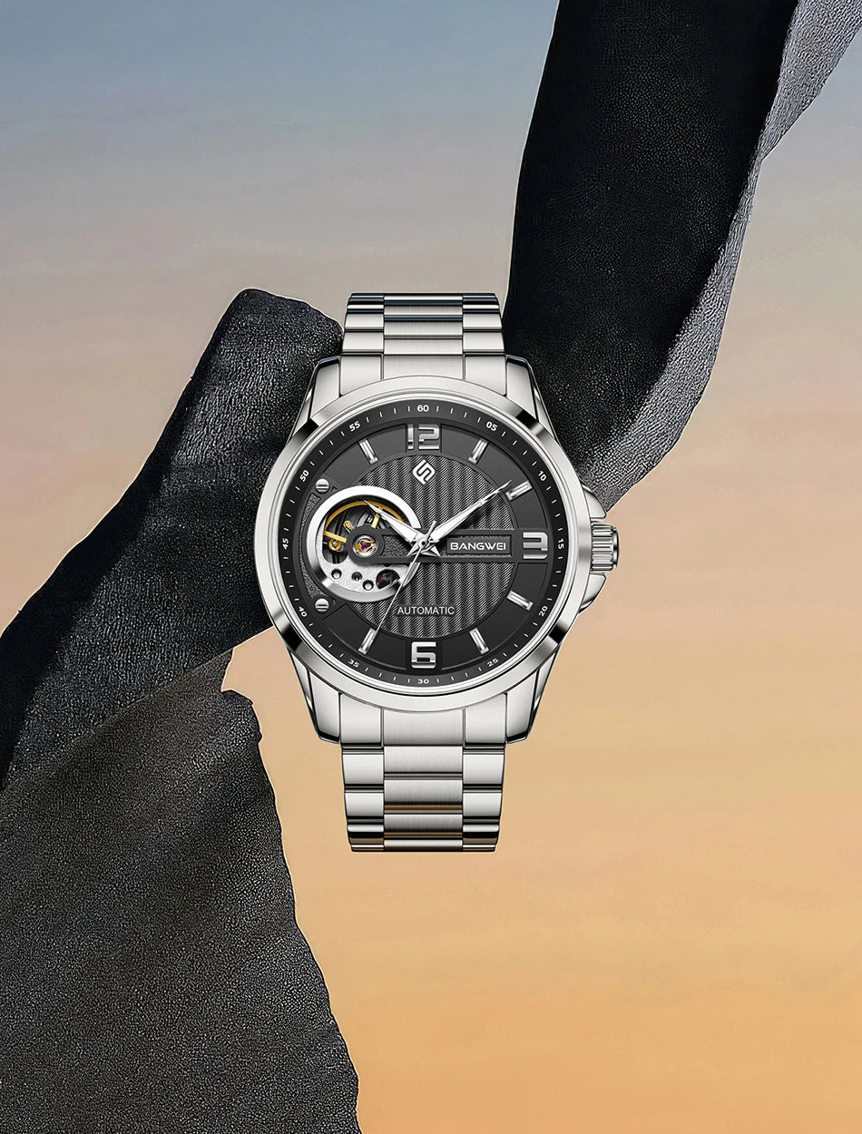 BANGWEI 2025 New Fashion Mechanical Watches Men LIGE Luxury Automatic Mens Watch 30M Waterproof Luminous Wristwatch Reloj Hombre