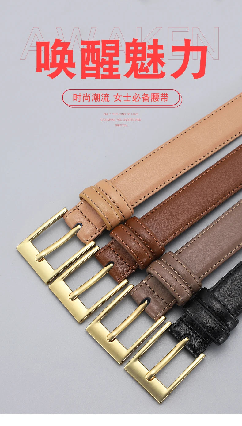 Women's Leather Belt Luxury Brand Designer Belt Simple Fashion with Jeans and Trousers Decorated Belt High-quality Alloy Buckle