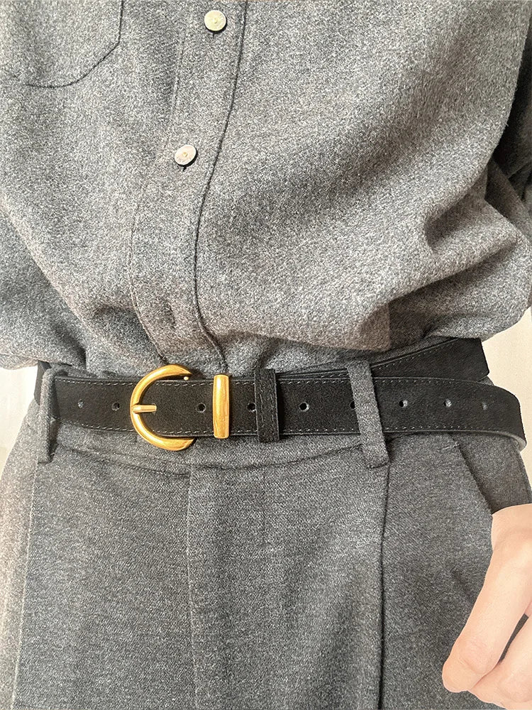Luxurious leather belt for women, vintage style 2.8 width suitable for jeans and skirts