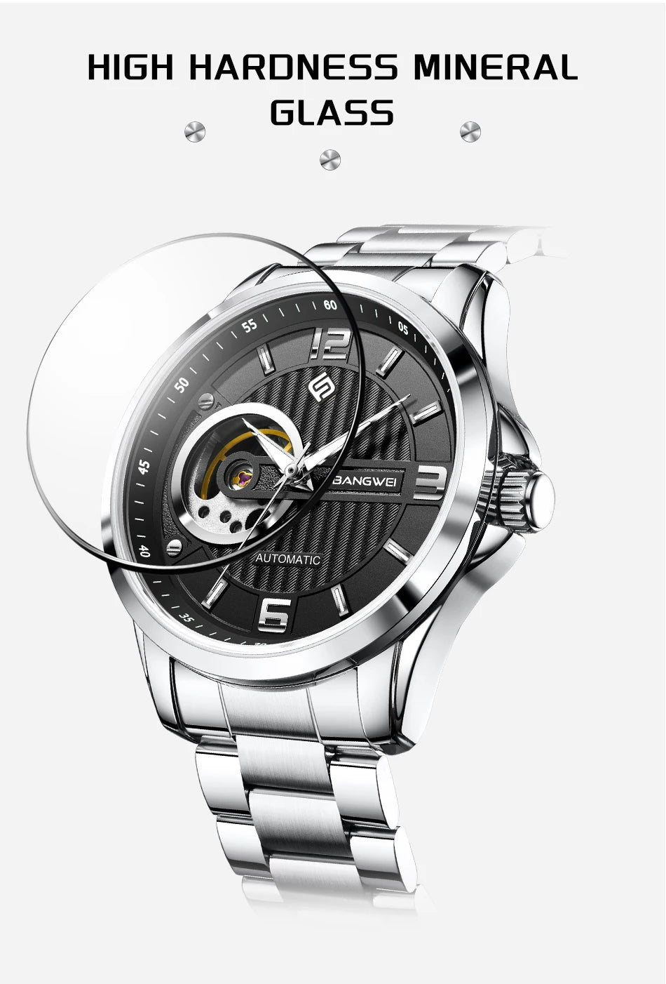 BANGWEI 2025 New Fashion Mechanical Watches Men LIGE Luxury Automatic Mens Watch 30M Waterproof Luminous Wristwatch Reloj Hombre