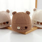 Cute Bear Beanie for Baby Warm Pullover Cap 3-15Month Newborn Woolen Knit Hat Winter Kids Crochet Bonnet Boy Girl Ear Protection