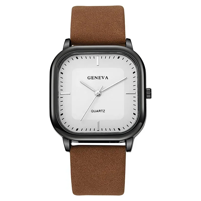 Minimalist Square Dial Men Watch Casual Fashion Leather Strap Quartz Wristwatch Man Clock Reloj Hombre Montre Homme