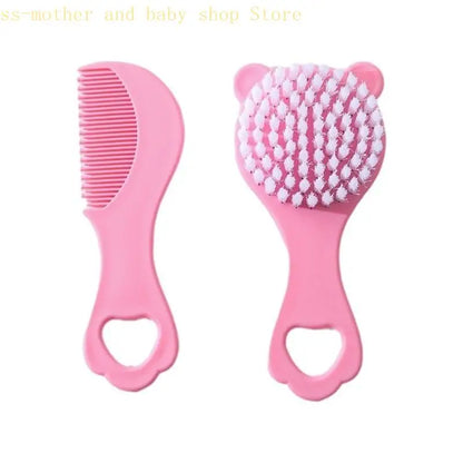 Baby Hair Brush and Comb Set for Newborns Gentle Detangling Soft Bristles Cradle Cap Care Cartoon Bear Design Kids Travel