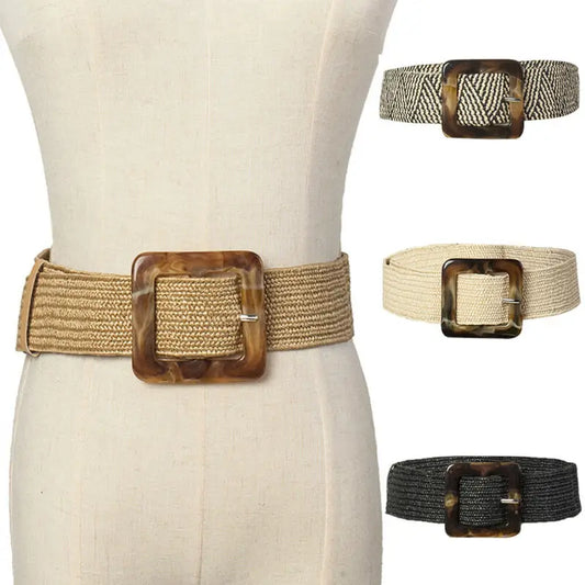 Woven Straw Wide Belt