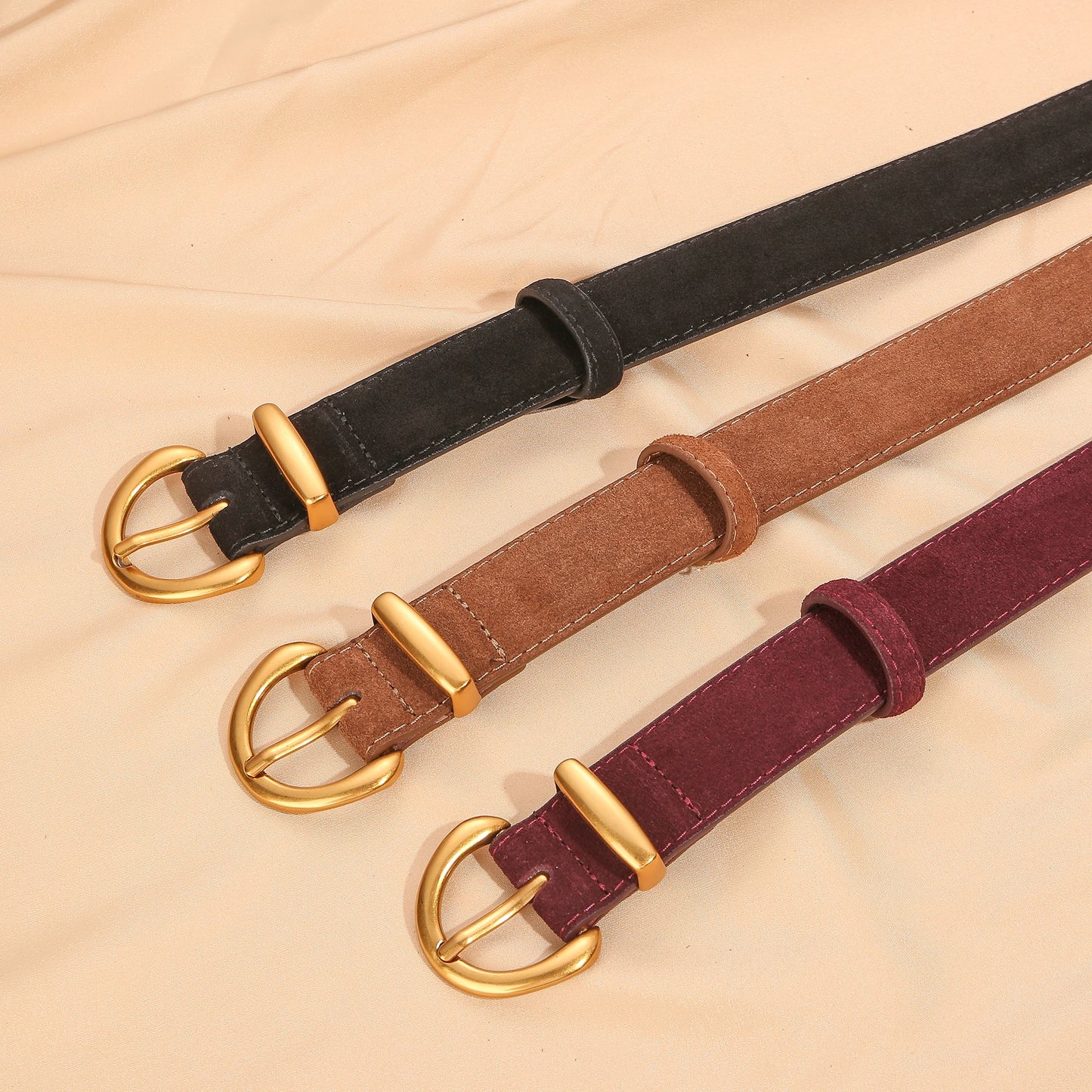Luxurious leather belt for women, vintage style 2.8 width suitable for jeans and skirts