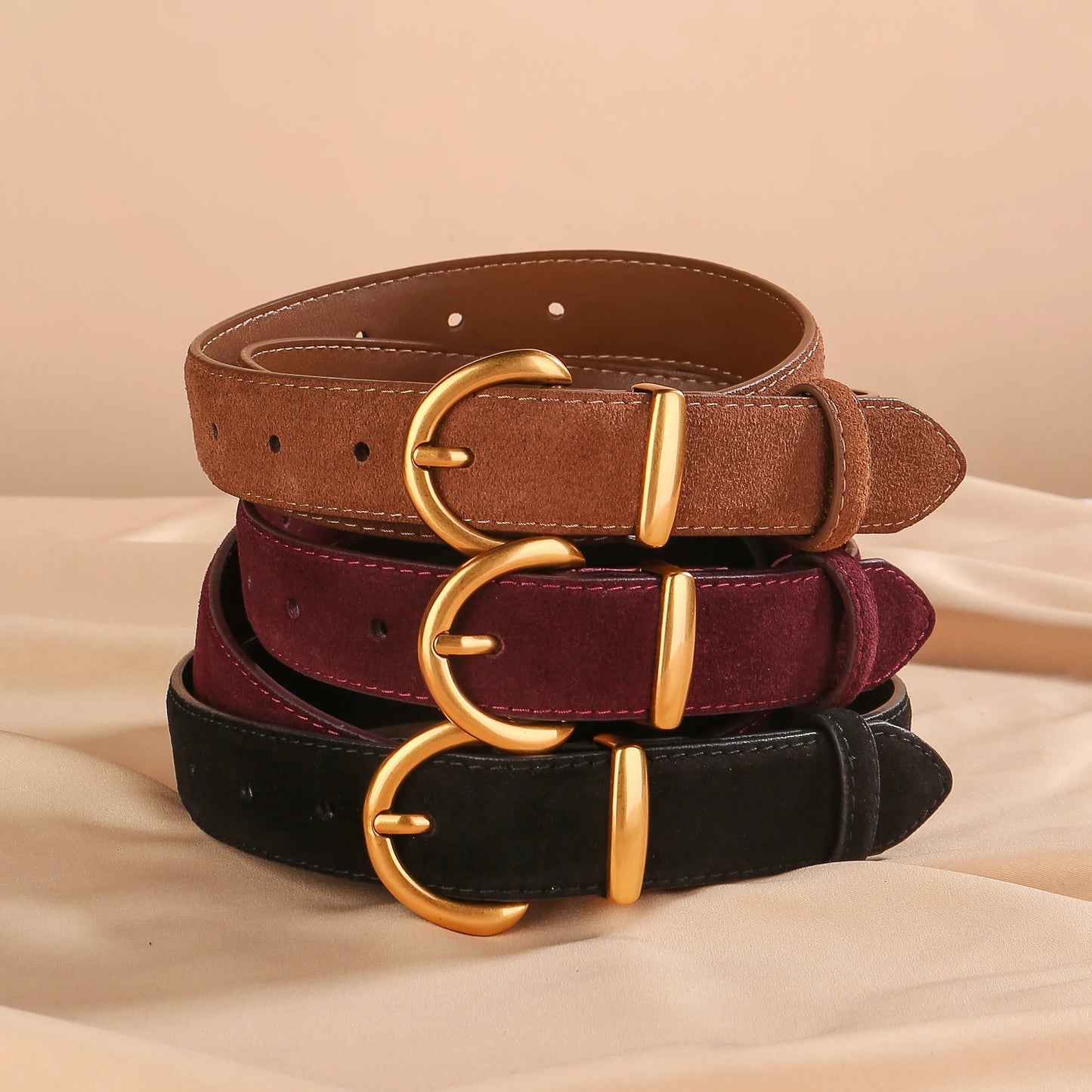 Luxurious leather belt for women, vintage style 2.8 width suitable for jeans and skirts
