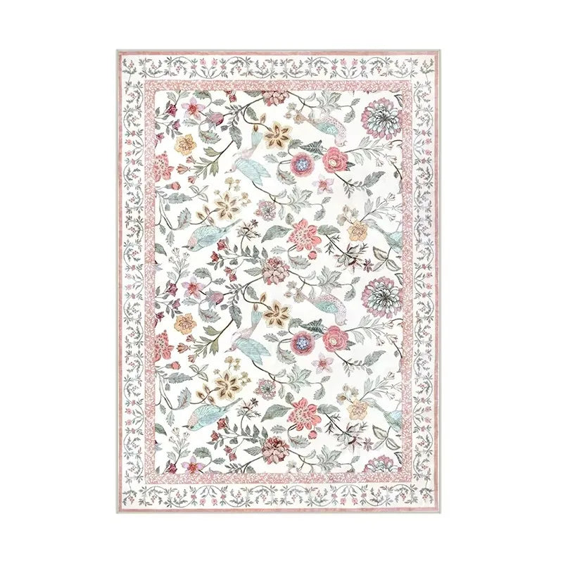 Carpet for Living Room Large Pink Bedroom Rug Bedside Floor Mat Spring Flower Plant Carpets Pastoral Style Home Decoration Rug