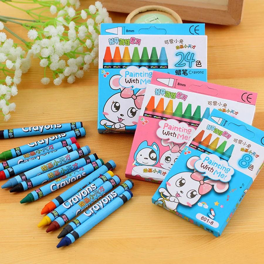 8pcs 8.5cm Boxed Color Crayon Children Painting Art Kits Creative Handmade Drawing Crayon Cute Painting Set Gift for Kids