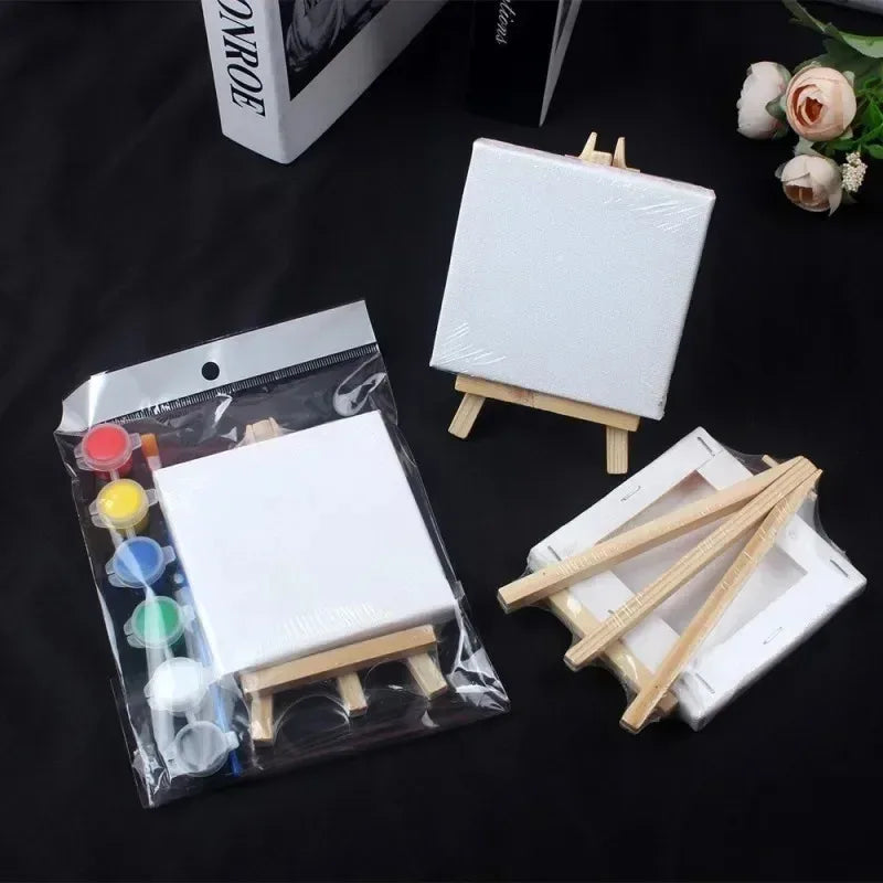 Complete Canvas Painting Kit for Kids – Includes Art Tools, Pre-Sketched Canvases & Mini Wooden Easels (Ideal Children's DayGift