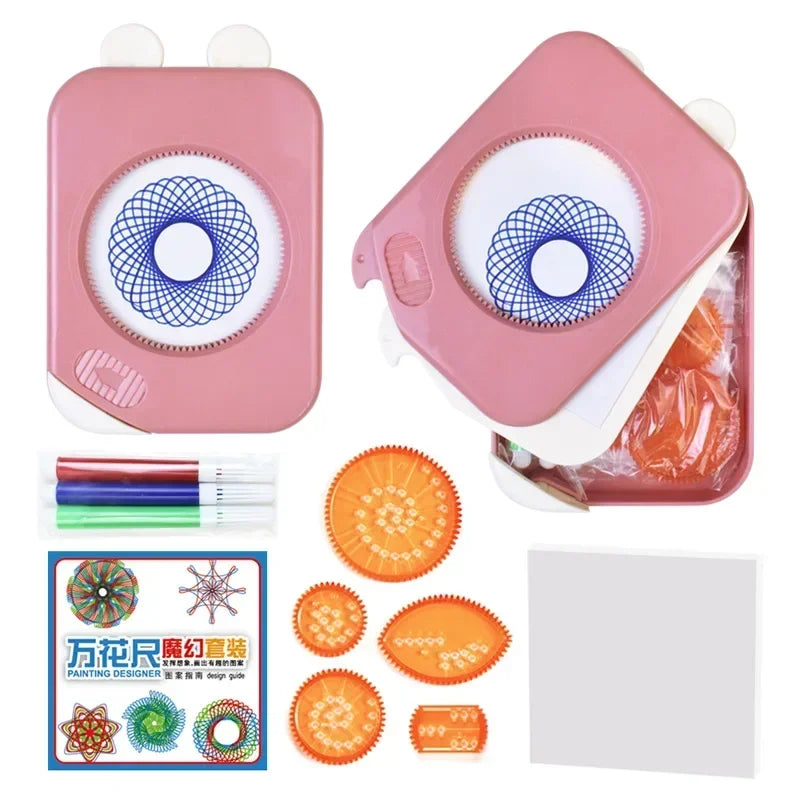 Gear Art Drawing Kit for Kids with Storage. Develops Geometric Creativity, Perfect Educational Birthday Gift