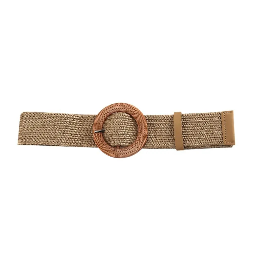 Woven Straw Wide Waist Belt