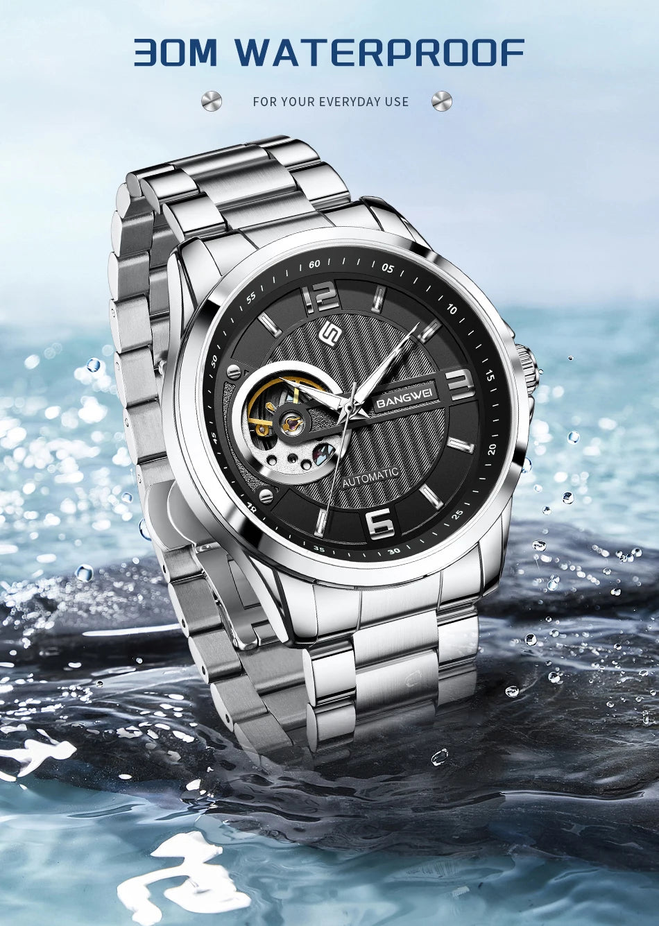 BANGWEI 2025 New Fashion Mechanical Watches Men LIGE Luxury Automatic Mens Watch 30M Waterproof Luminous Wristwatch Reloj Hombre