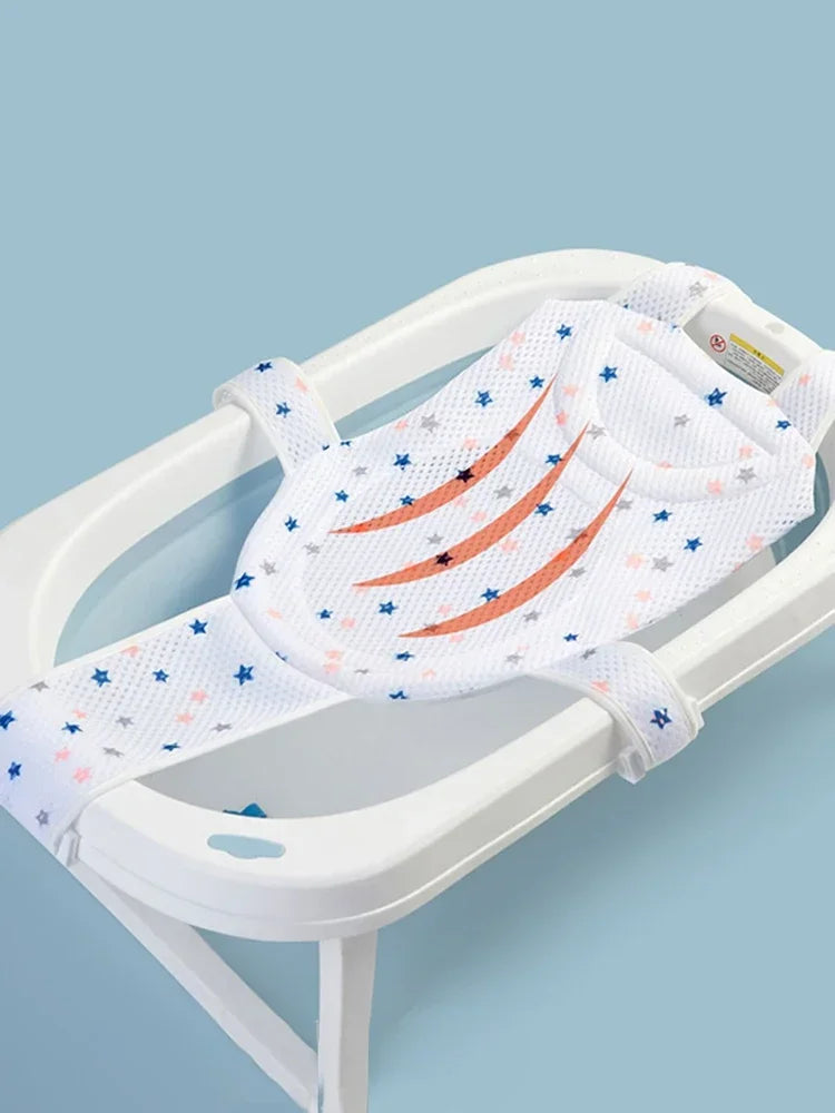 Baby Bath Net Mat Children  Newborn Adjustable Bathtub Pillow Seat Cushion Cross-shaped Anti-slip Bathtub Shower Cradle Bed Seat