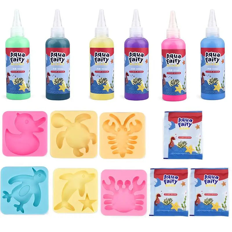 Kids Handmade DIY Craft Painting Stickers Animal Mold 3D Handmade Kits Aqua Fairy Gel Toy Set Handicraft Educational Toys Gift