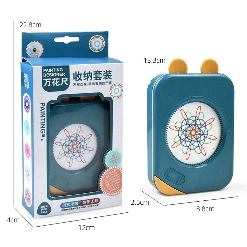 Gear Art Drawing Kit for Kids with Storage. Develops Geometric Creativity, Perfect Educational Birthday Gift