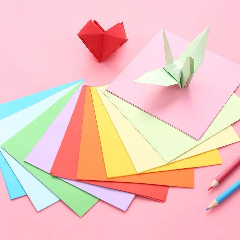 100pcs 10 Color Origami Square Paper Double Sided Folding Lucky Wish Paper Crane Craft DIY Colorful Scrapbooking