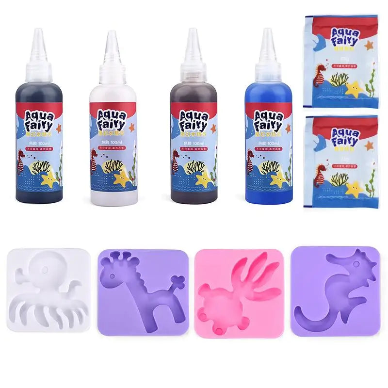 Kids Handmade DIY Craft Painting Stickers Animal Mold 3D Handmade Kits Aqua Fairy Gel Toy Set Handicraft Educational Toys Gift