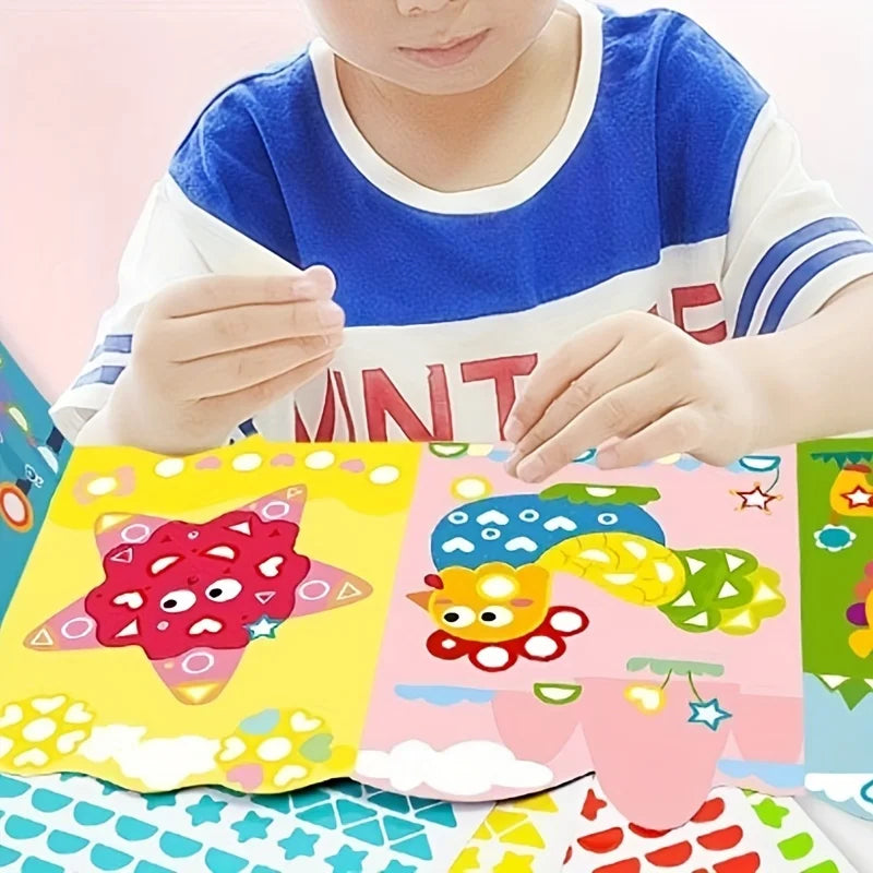 1Set Kids Cartoon Animal Diy Sticker Set - 3-6 Years Old Educational Geometric Craft Kit, Creative Fun Kindergarten Art Supplies
