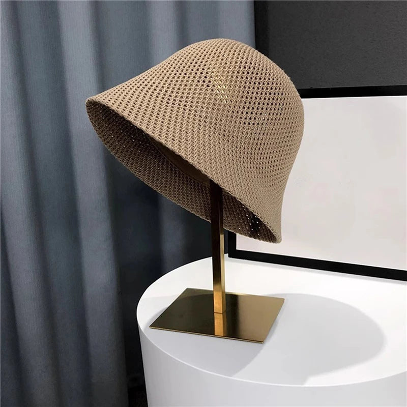 Women Bucket Hat Summer Hollow Out Thin Breathable Sun Hat Female Beach Panama Cap Fold Outdoor Japanese Lesure Fishierman Cap