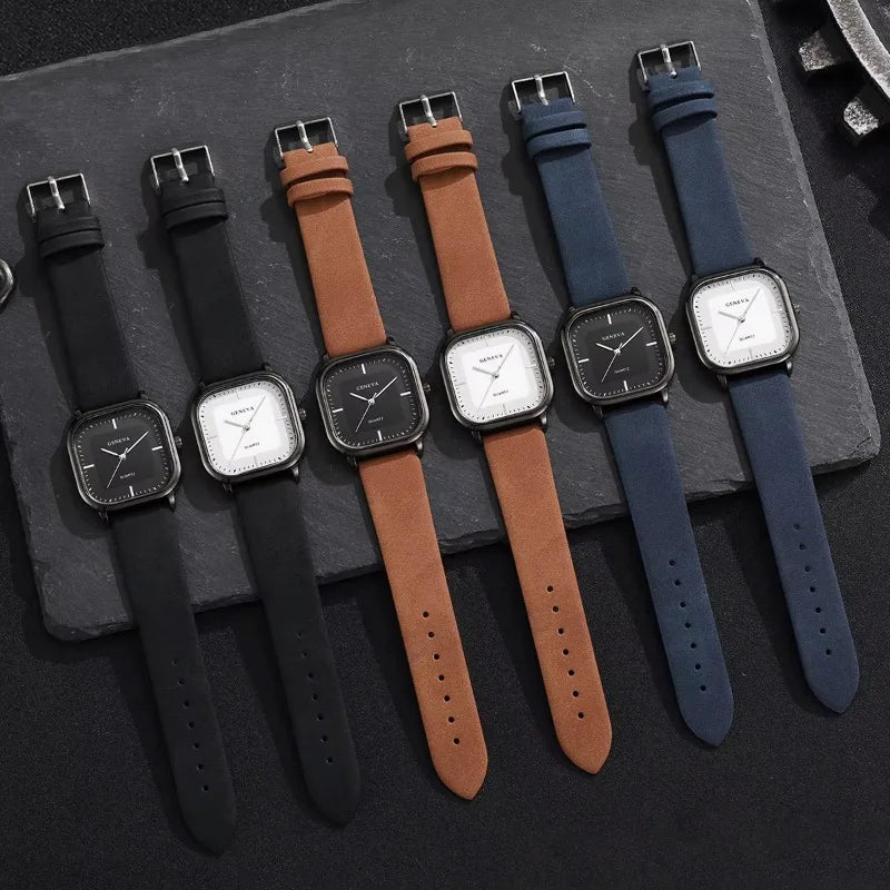 Minimalist Square Dial Men Watch Casual Fashion Leather Strap Quartz Wristwatch Man Clock Reloj Hombre Montre Homme