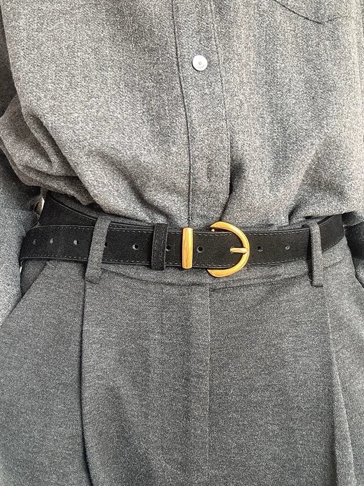 Luxurious leather belt for women, vintage style 2.8 width suitable for jeans and skirts