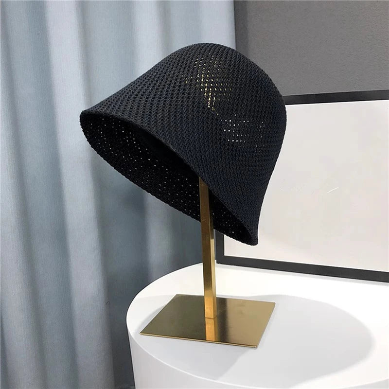 Women Bucket Hat Summer Hollow Out Thin Breathable Sun Hat Female Beach Panama Cap Fold Outdoor Japanese Lesure Fishierman Cap