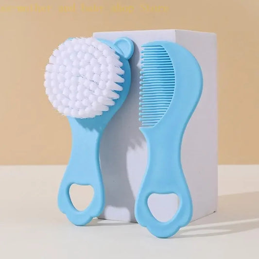 Baby Hair Brush and Comb Set for Newborns Gentle Detangling Soft Bristles Cradle Cap Care Cartoon Bear Design Kids Travel