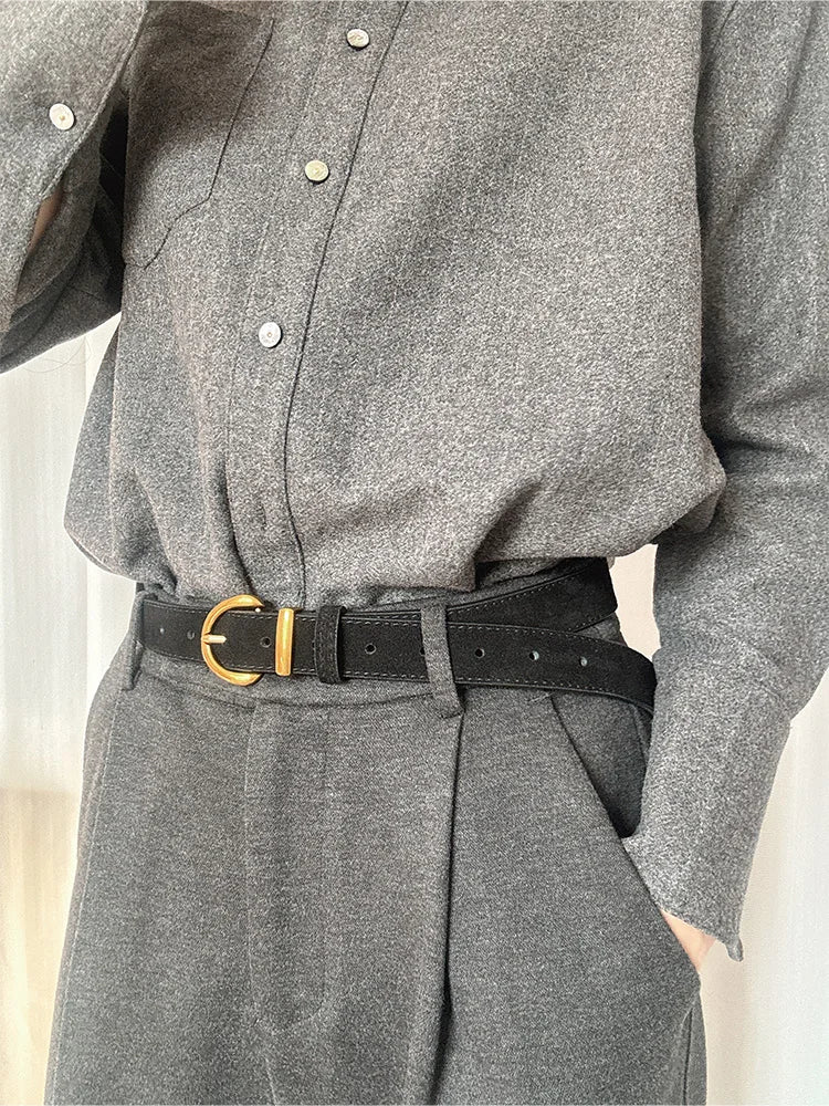 Luxurious leather belt for women, vintage style 2.8 width suitable for jeans and skirts