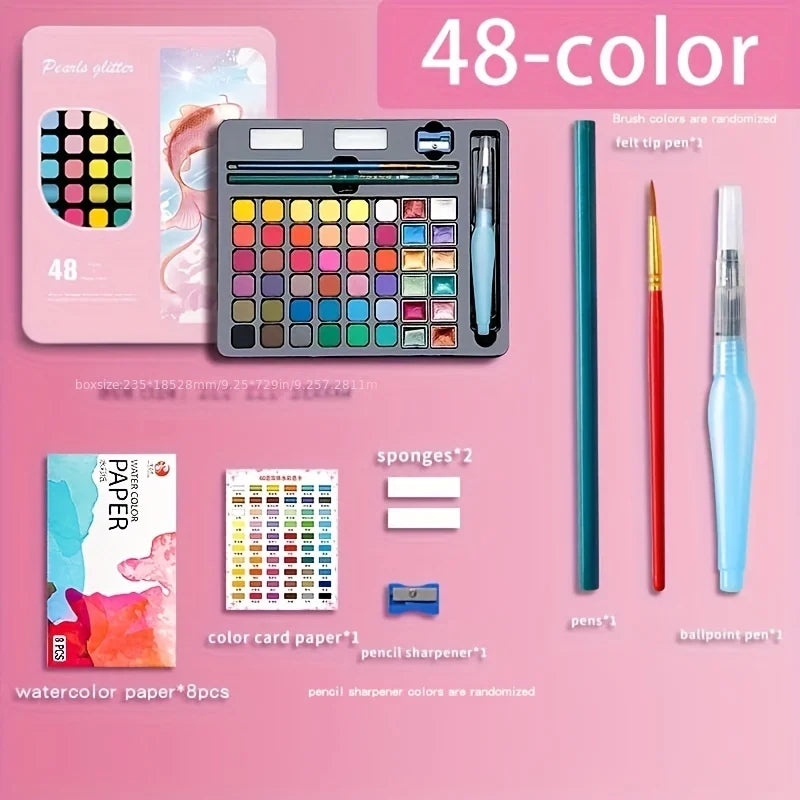 Color Pure Color Watercolor Painting Set Portable Painting Beginner Painting,Art Supplies,School Supplies