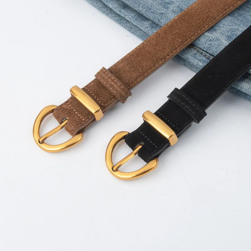 Luxurious leather belt for women, vintage style 2.8 width suitable for jeans and skirts