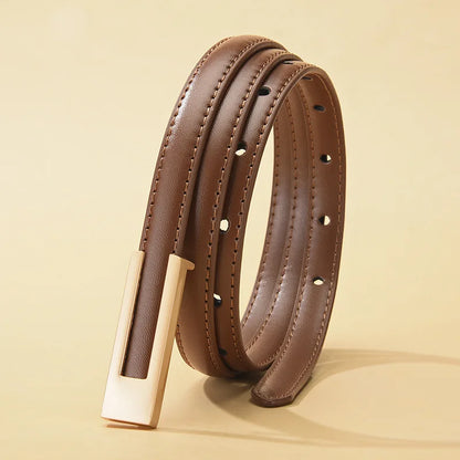 Luxury Brand Leather Belt for Women Designer Alloy Buckle Waist Strap Female Jeans Trouser Dress Waistband