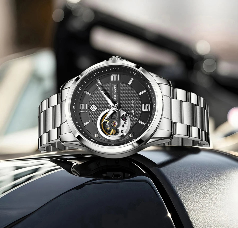 BANGWEI 2025 New Fashion Mechanical Watches Men LIGE Luxury Automatic Mens Watch 30M Waterproof Luminous Wristwatch Reloj Hombre