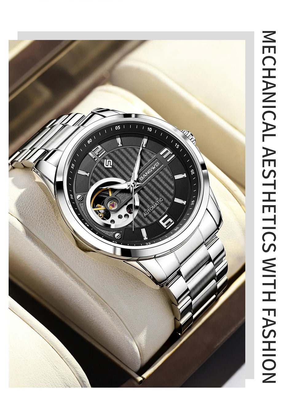 BANGWEI 2025 New Fashion Mechanical Watches Men LIGE Luxury Automatic Mens Watch 30M Waterproof Luminous Wristwatch Reloj Hombre