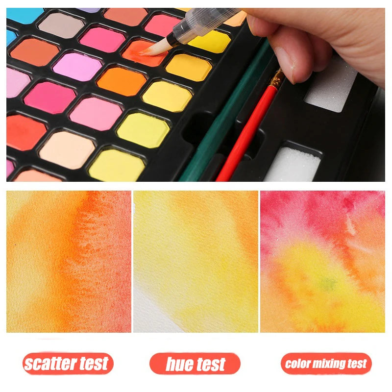 Watercolor Painting  48 Colors Solid Water Color Paint With Brush&Paper Drawing Set Art Supplies for Artists Beginner