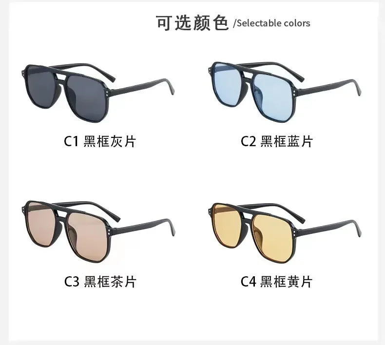 Vintage Men Women Big Sunglasses Men Square Shades Unisex Sun Glasses Black Lense Male Female Sunglasses UV400 Glasses