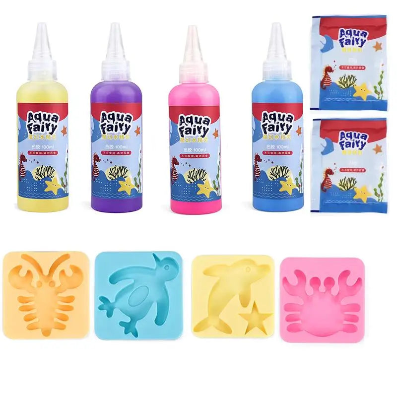 Kids Handmade DIY Craft Painting Stickers Animal Mold 3D Handmade Kits Aqua Fairy Gel Toy Set Handicraft Educational Toys Gift