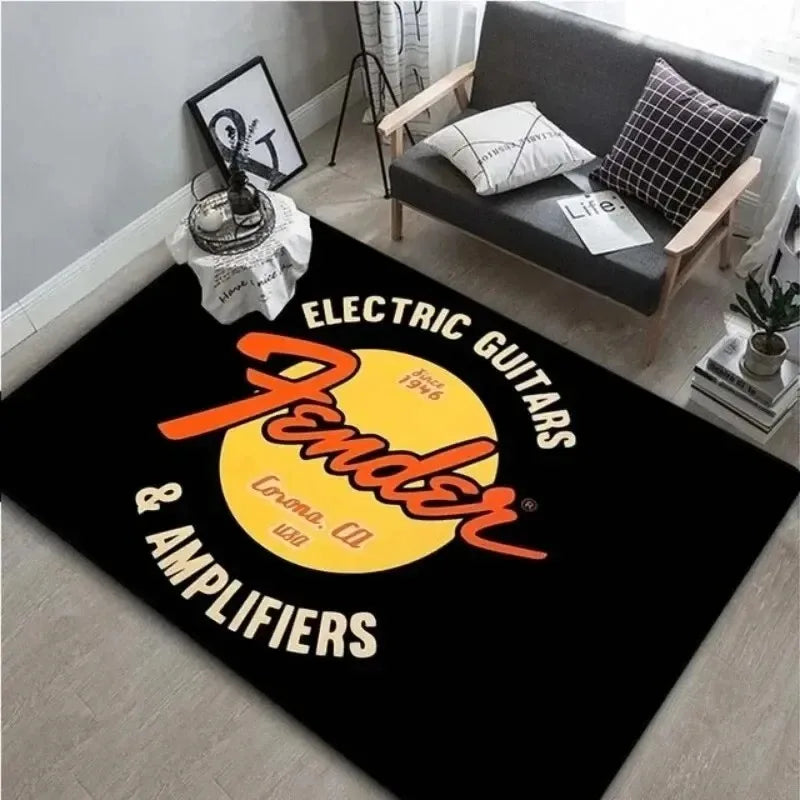 Fender Guitar Carpet for Living Room Decoration Large Area Comfortable Resistant To Dirt Non-slip Rug Flannel Bedroom Floor Mat