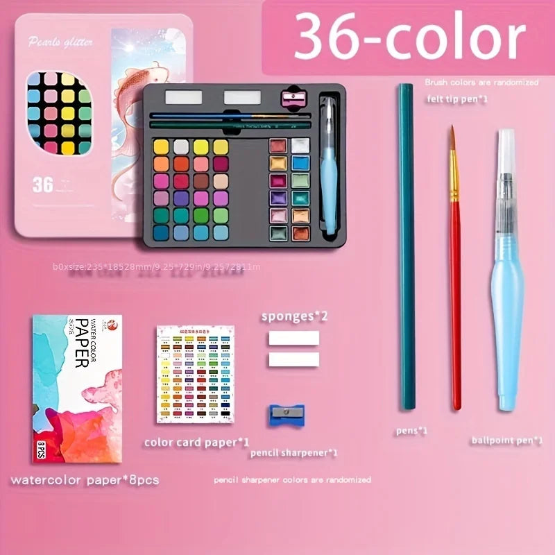 Color Pure Color Watercolor Painting Set Portable Painting Beginner Painting,Art Supplies,School Supplies