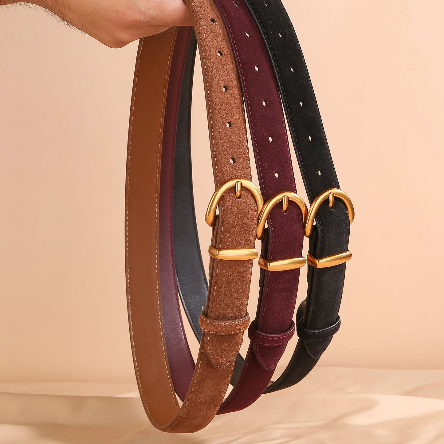 Luxurious leather belt for women, vintage style 2.8 width suitable for jeans and skirts