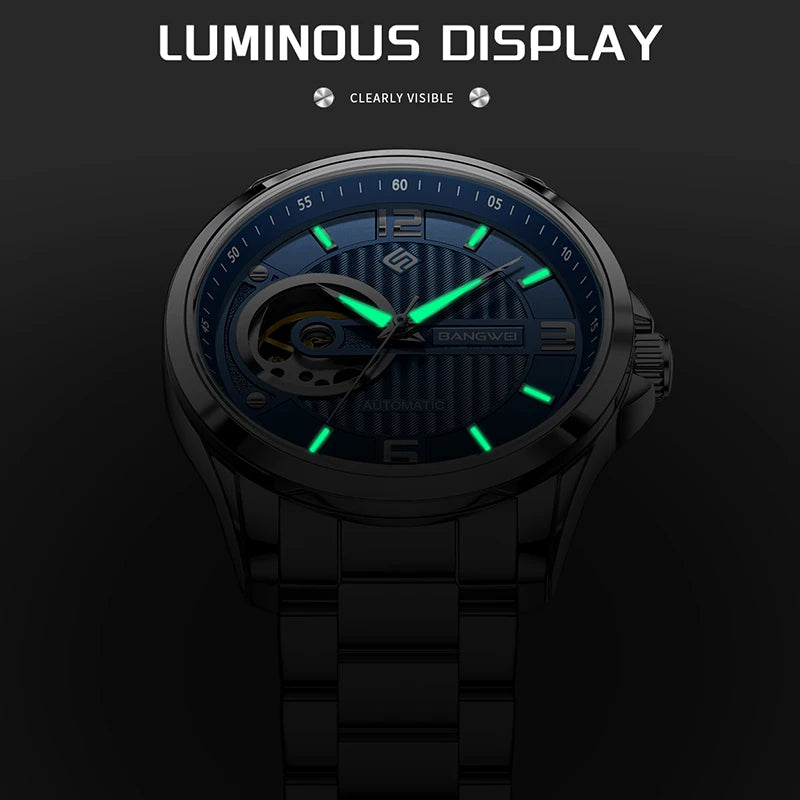 BANGWEI 2025 New Fashion Mechanical Watches Men LIGE Luxury Automatic Mens Watch 30M Waterproof Luminous Wristwatch Reloj Hombre