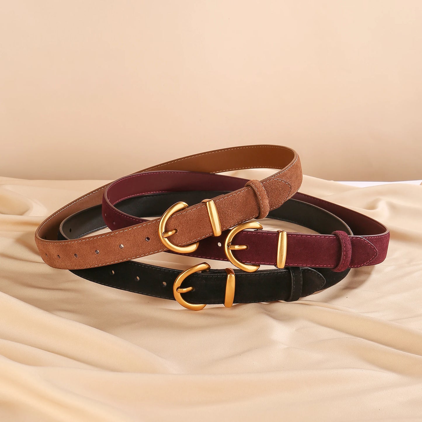 Luxurious leather belt for women, vintage style 2.8 width suitable for jeans and skirts